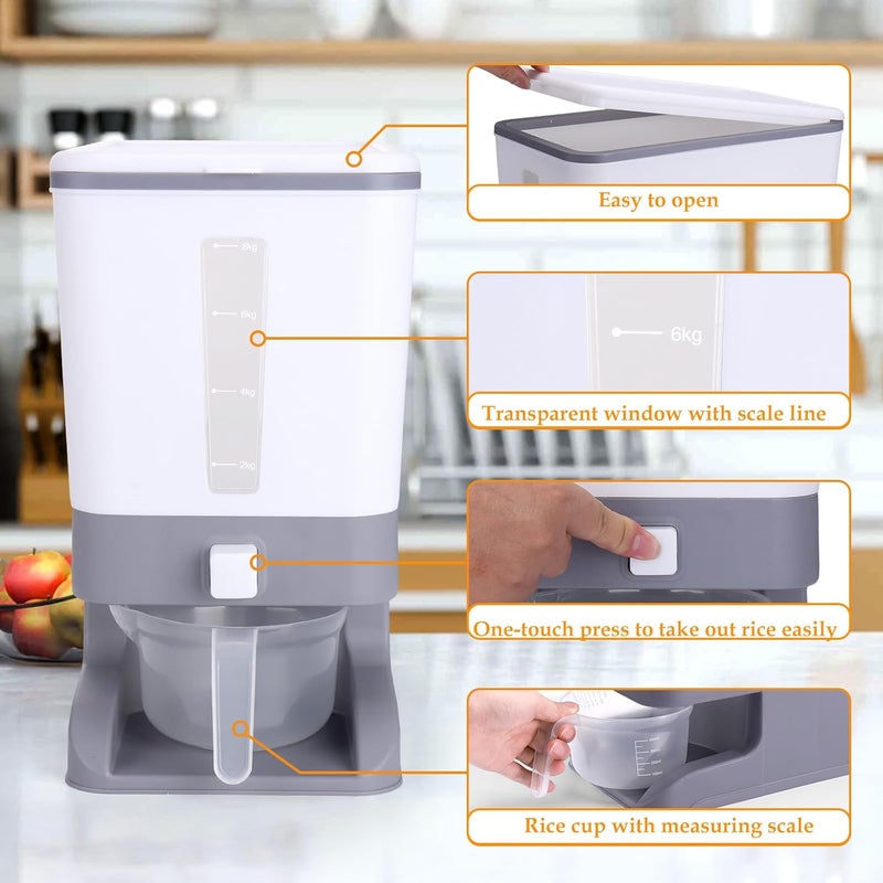 Juome 20-25 Lbs Rice Dispenser with Moisture Absorbing Clay - Large Rice Storage Container with Measuring Cup, Sealed Food Storage Containers with Lids, Rice Holder for Kitchen Pantry Household - Image 2